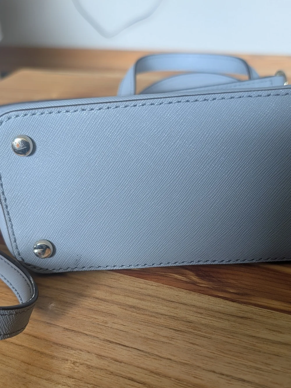 kate spade White and Light Blue Two-Tone Saffiano Leather Tote